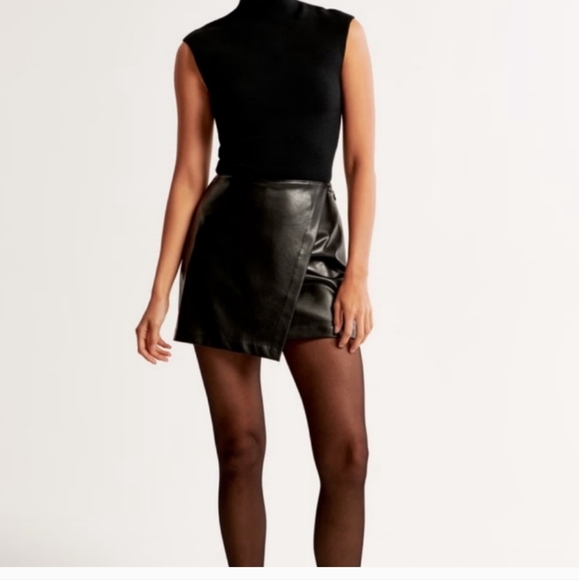 Abercrombie & Fitch Dresses & Skirts - Abercrombie Black Leather Wrap Skort